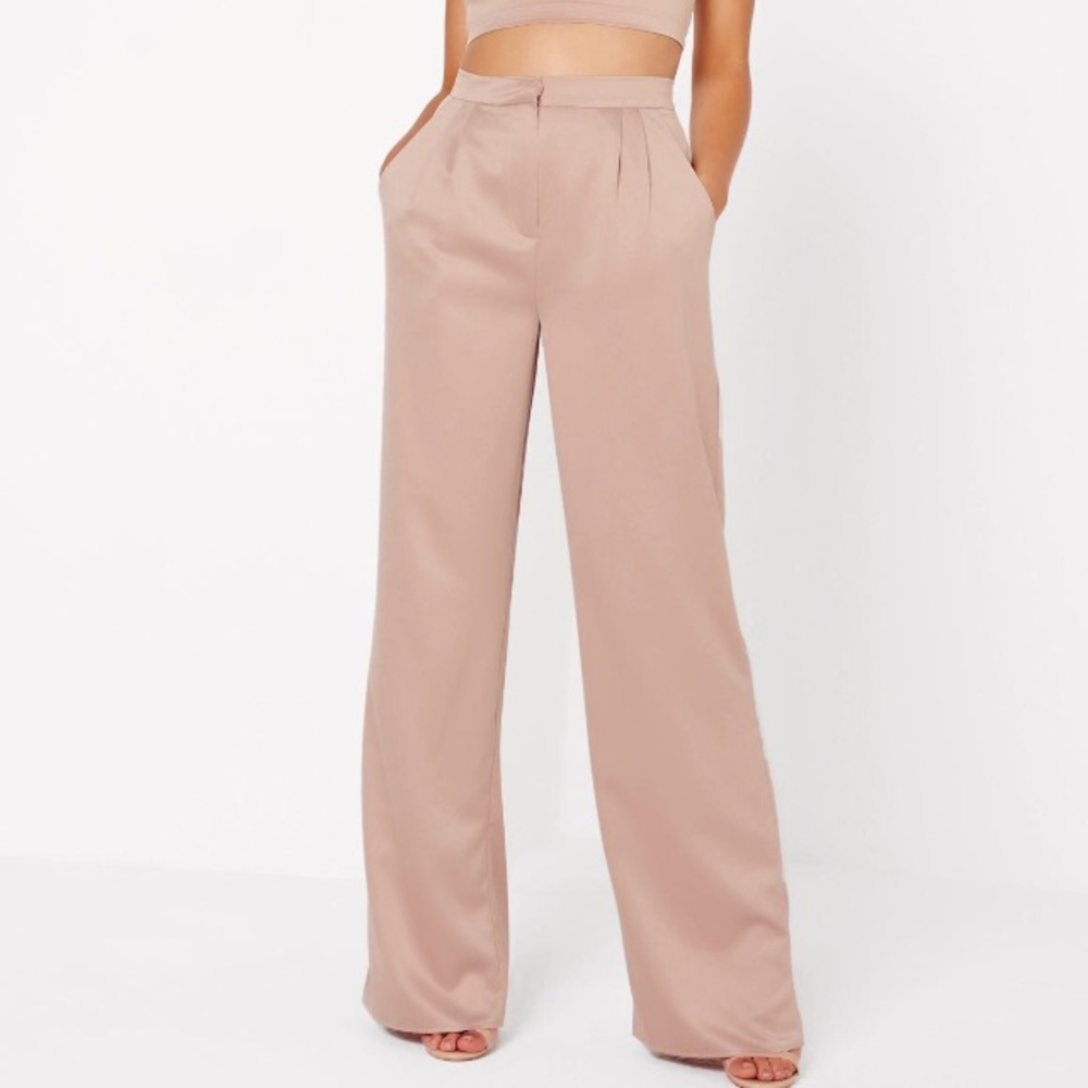 Missguided satin wide leg pants